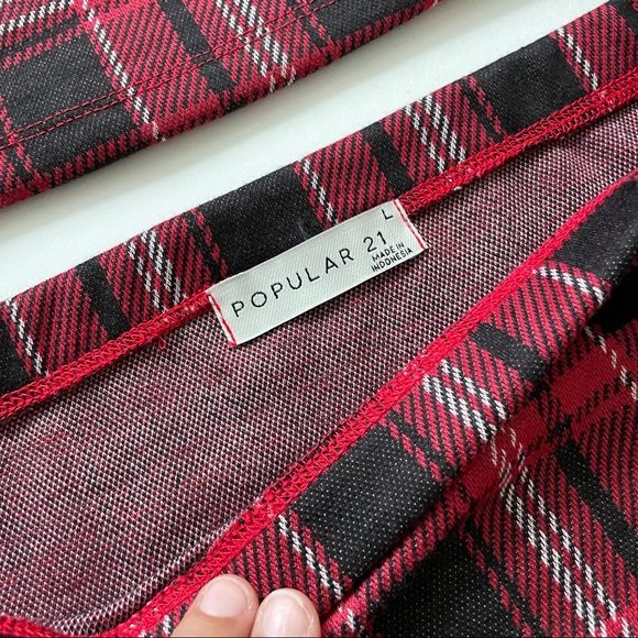Red buffalo plaid print two piece matching skirt set - Picture 7 of 7